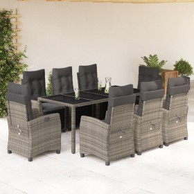 Garden dining set 9 pieces and gray synthetic rattan cushions by , Garden sets - Ref: Foro24-3212899, Price: 1,00 €, Discount: %