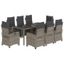 Garden dining set 9 pieces and gray synthetic rattan cushions by , Garden sets - Ref: Foro24-3212899, Price: 1,00 €, Discount: %