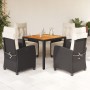 Set de muebles jardín 5 pzas con cojines ratán sintético negro de , Conjuntos de jardín - Ref: Foro24-3212901, Precio: 635,99...