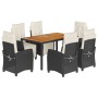 Set de comedor de jardín 7 pzas y cojines ratán sintético negro de , Conjuntos de jardín - Ref: Foro24-3212903, Precio: 846,9...