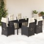 Set de comedor de jardín 7 pzas y cojines ratán sintético negro de , Conjuntos de jardín - Ref: Foro24-3212886, Precio: 904,0...