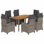 Garden dining set 7 pieces and gray synthetic rattan cushions by , Garden sets - Ref: Foro24-3212915, Price: 1,00 €, Discount: %