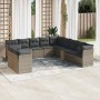 Garden sofa set 11 pieces and gray synthetic rattan cushions by , Garden sets - Ref: Foro24-3249719, Price: 677,99 €, Discoun...