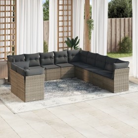 Set de sofás de jardín 11 pzas y cojines ratán sintético gris de , Conjuntos de jardín - Ref: Foro24-3249719, Precio: 677,99 ...