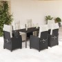 Set de comedor de jardín 7 pzas y cojines ratán sintético negro de , Conjuntos de jardín - Ref: Foro24-3212957, Precio: 846,8...