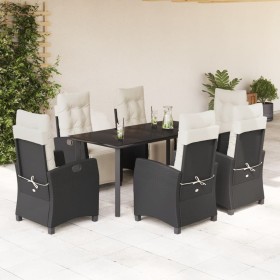 7-teiliges Garten-Esszimmerset und Kissen synthetisches Rattan schwarz von , Gartensets - Ref: Foro24-3212957, Preis: 846,81 ...