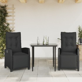 3-teiliges Garten-Esszimmer-Set mit Kissen synthetisches Rattan schwarz von , Gartensets - Ref: Foro24-3212960, Preis: 404,39...