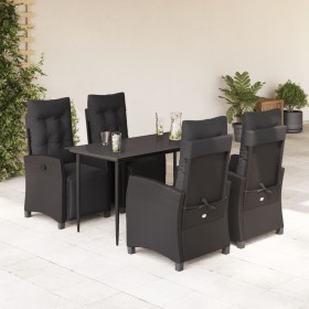 Set de muebles jardín 5 pzas con cojines ratán sintético negro de , Conjuntos de jardín - Ref: Foro24-3212962, Precio: 825,99...