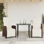 Garden dining set 3 pieces and brown synthetic rattan cushions by , Garden sets - Ref: Foro24-3212974, Price: 362,17 €, Disco...