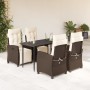 Set comedor de jardín 5 piezas y cojines ratán sintético marrón de , Conjuntos de jardín - Ref: Foro24-3212976, Precio: 661,4...