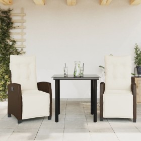 Garden dining set 3 pieces and brown synthetic rattan cushions by , Garden sets - Ref: Foro24-3212981, Price: 351,99 €, Disco...