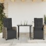 3-piece garden dining set with gray synthetic rattan cushions by , Garden sets - Ref: Foro24-3212988, Price: 395,95 €, Discou...