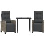 3-piece garden dining set with gray synthetic rattan cushions by , Garden sets - Ref: Foro24-3212988, Price: 395,95 €, Discou...