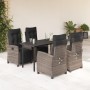 Set comedor de jardín 5 piezas con cojines ratán sintético gris de , Conjuntos de jardín - Ref: Foro24-3212997, Precio: 716,3...