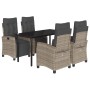 5-piece garden dining set with gray synthetic rattan cushions by , Garden sets - Ref: Foro24-3212997, Price: 716,37 €, Discou...