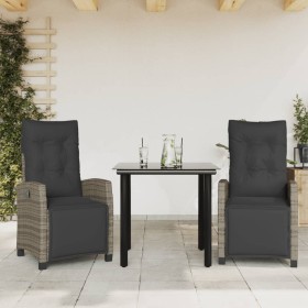 3-teilige Garten-Essgruppe mit grauen synthetischen Rattankissen von , Gartensets - Ref: Foro24-3212995, Preis: 366,99 €, Rab...