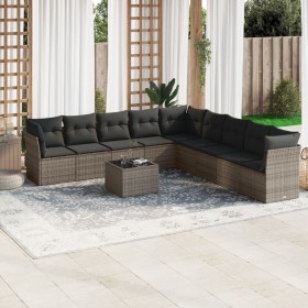 10-piece garden sofa set with gray synthetic rattan cushions by , Garden sets - Ref: Foro24-3249629, Price: 635,40 €, Discoun...