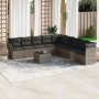 10-piece garden sofa set with gray synthetic rattan cushions by , Garden sets - Ref: Foro24-3249629, Price: 599,93 €, Discoun...