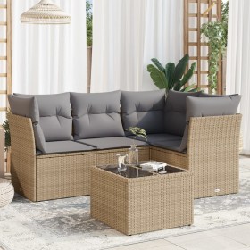 Garden sofa set with 5-piece synthetic rattan beige cushions by , Garden sets - Ref: Foro24-3249428, Price: 345,91 €, Discoun...