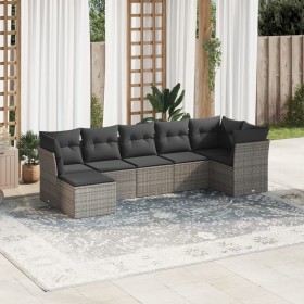 Set de sofás de jardín 7 piezas con cojines ratán PE gris de , Conjuntos de jardín - Ref: Foro24-3249809, Precio: 440,99 €, D...