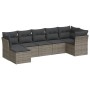 7-piece garden sofa set with gray PE rattan cushions by , Garden sets - Ref: Foro24-3249809, Price: 430,83 €, Discount: %