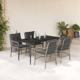 Garden dining set 5 pieces with light gray synthetic rattan cushions by , Garden sets - Ref: Foro24-3212169, Price: 518,99 €,...