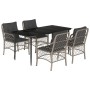 Garden dining set 5 pieces with light gray synthetic rattan cushions by , Garden sets - Ref: Foro24-3212169, Price: 519,97 €,...