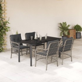 Garden dining set 5 pieces with light gray synthetic rattan cushions by , Garden sets - Ref: Foro24-3212176, Price: 549,99 €,...