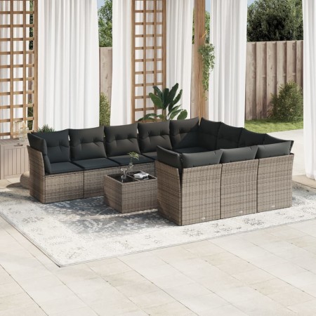 Garden sofa set 11 pieces and gray synthetic rattan cushions by , Garden sets - Ref: Foro24-3250069, Price: 677,77 €, Discoun...