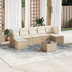 Garden sofa set with beige cushions, 8 pieces, PE rattan. by , Garden sets - Ref: Foro24-3249877, Price: 532,05 €, Discount: %