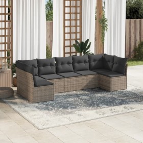 7-piece garden sofa set with gray PE rattan cushions by , Garden sets - Ref: Foro24-3249269, Price: 433,93 €, Discount: %