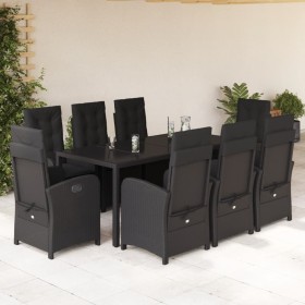 Set de comedor de jardín 9 pzas y cojines ratán sintético negro de , Conjuntos de jardín - Ref: Foro24-3212211, Precio: 1,00 ...