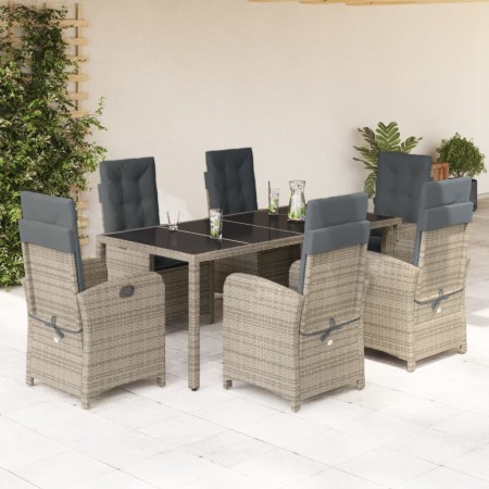 Garden dining set 7 pieces and gray synthetic rattan cushions by , Garden sets - Ref: Foro24-3212218, Price: 1,00 €, Discount: %