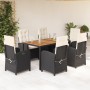 Set de comedor de jardín 7 pzas y cojines ratán sintético negro de , Conjuntos de jardín - Ref: Foro24-3212226, Precio: 868,5...