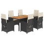 Set de comedor de jardín 7 pzas y cojines ratán sintético negro de , Conjuntos de jardín - Ref: Foro24-3212226, Precio: 868,5...