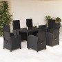 Set de comedor de jardín 7 pzas y cojines ratán sintético negro de , Conjuntos de jardín - Ref: Foro24-3212207, Precio: 989,5...