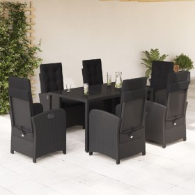 7-teiliges Garten-Essset und schwarze Kissen aus synthetischem Rattan von , Gartensets - Ref: Foro24-3212207, Preis: 990,66 €...