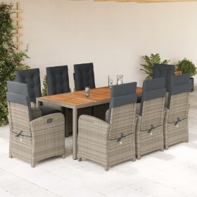 Garden dining set 9 pieces and gray synthetic rattan cushions by , Garden sets - Ref: Foro24-3212247, Price: 1,00 €, Discount: %