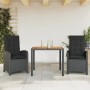 3-piece garden dining set with black synthetic rattan cushions by , Garden sets - Ref: Foro24-3212230, Price: 410,50 €, Disco...