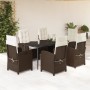 7-piece garden dining set with brown synthetic rattan cushions by , Garden sets - Ref: Foro24-3212335, Price: 945,40 €, Disco...