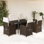 7-piece garden dining set with brown synthetic rattan cushions by , Garden sets - Ref: Foro24-3212337, Price: 996,65 €, Disco...