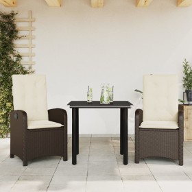 3-teilige Garten-Essgruppe und braune Kissen aus synthetischem Rattan von , Gartensets - Ref: Foro24-3212340, Preis: 338,99 €...