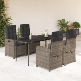 Set comedor de jardín 5 piezas con cojines ratán sintético gris de , Conjuntos de jardín - Ref: Foro24-3212354, Precio: 802,0...