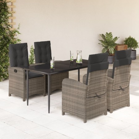 5-teiliges Garten-Essset mit grauen Kissen aus synthetischem Rattan von , Gartensets - Ref: Foro24-3212354, Preis: 801,99 €, ...