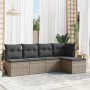 Gartensofa-Set mit Kissen, 5-teilig, graues synthetisches Rattan von , Gartensets - Ref: Foro24-3249359, Preis: 285,85 €, Rab...