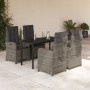 Set comedor de jardín 5 piezas con cojines ratán sintético gris de , Conjuntos de jardín - Ref: Foro24-3212363, Precio: 747,4...