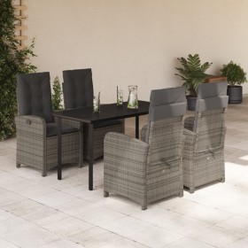 Set comedor de jardín 5 piezas con cojines ratán sintético gris de , Conjuntos de jardín - Ref: Foro24-3212363, Precio: 746,9...