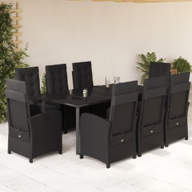 Set de comedor de jardín 9 pzas y cojines ratán sintético negro de , Conjuntos de jardín - Ref: Foro24-3212328, Precio: 1,00 ...