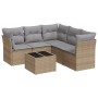 Garden sofa set with 6-piece synthetic rattan beige cushions by , Garden sets - Ref: Foro24-3249468, Price: 427,88 €, Discoun...