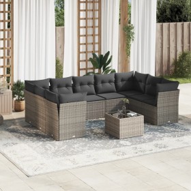 Garden sofa set 10 pieces with gray synthetic rattan cushions by , Garden sets - Ref: Foro24-3249979, Price: 634,26 €, Discou...